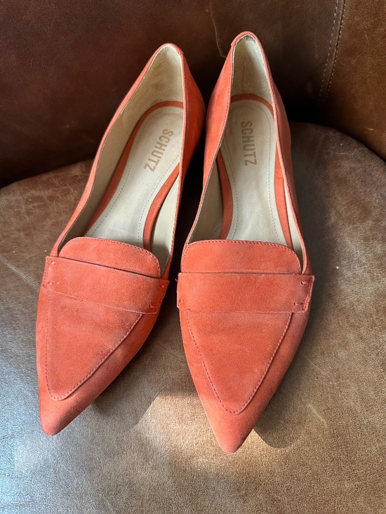 SCHUTZ Shoes - Schutz orange suede pointy toe flats